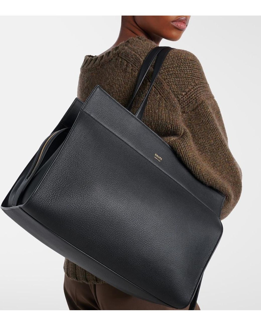 Khaite Black Crosby Leather Tote Bag