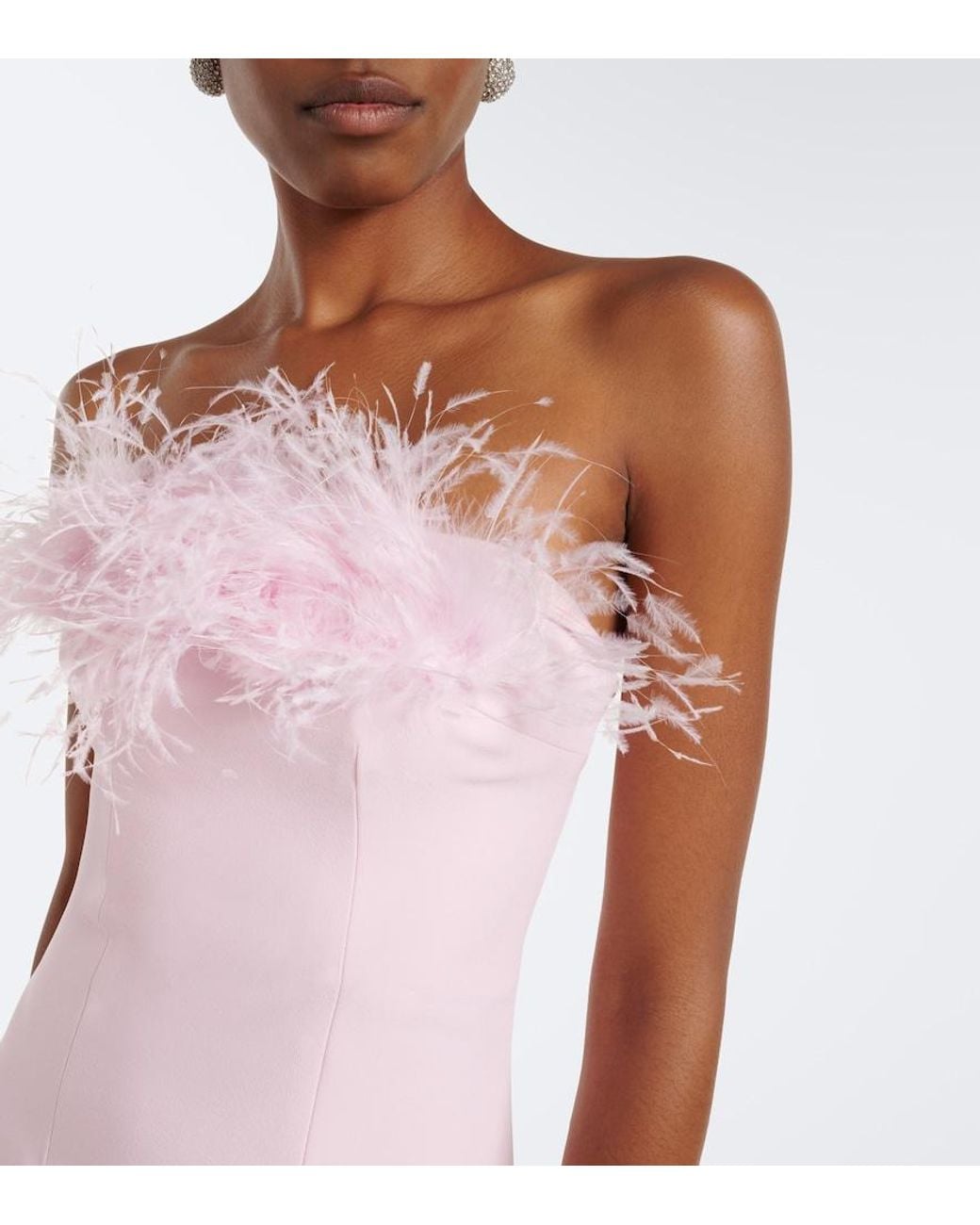 Safiyaa Pink Soshin Feather-Trimmed Crepe Gown