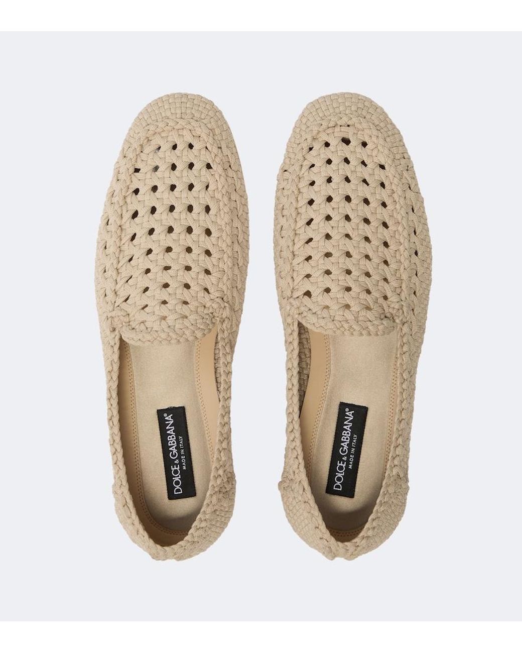 Dolce & Gabbana White Woven Loafers for men