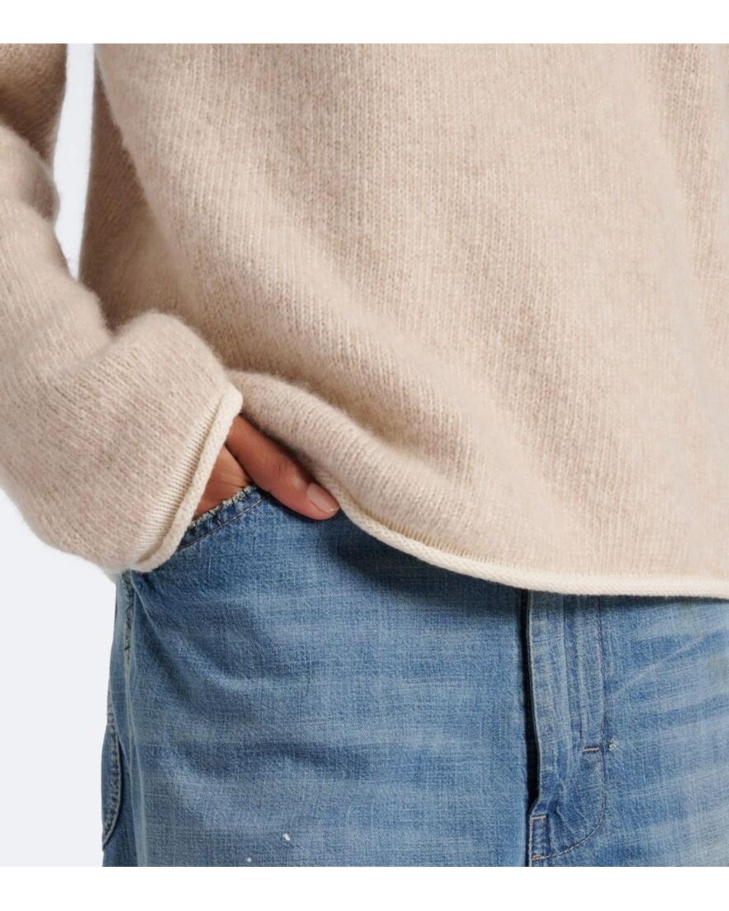 God's True Cashmere Natural Sand Cashmere Sweater With Carnelians