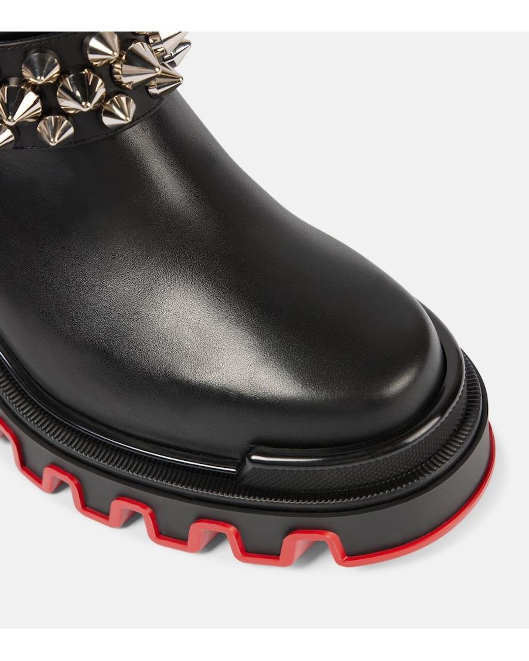 Christian Louboutin Black Dune Bike Studded Leather Ankle Boots