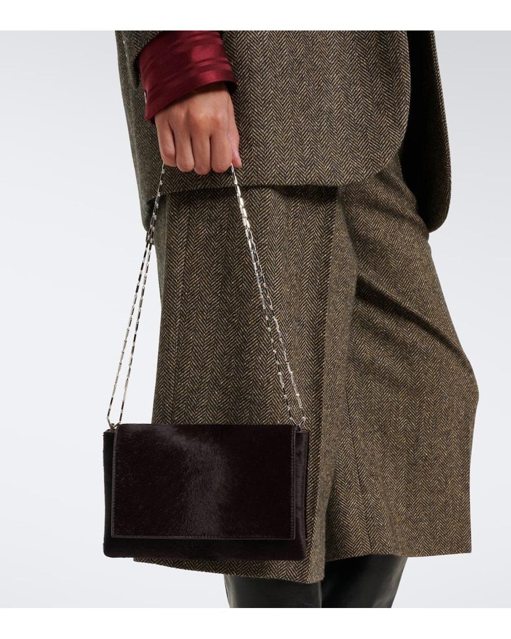 Nour Hammour Black Zeina Calf Hair Crossbody Bag