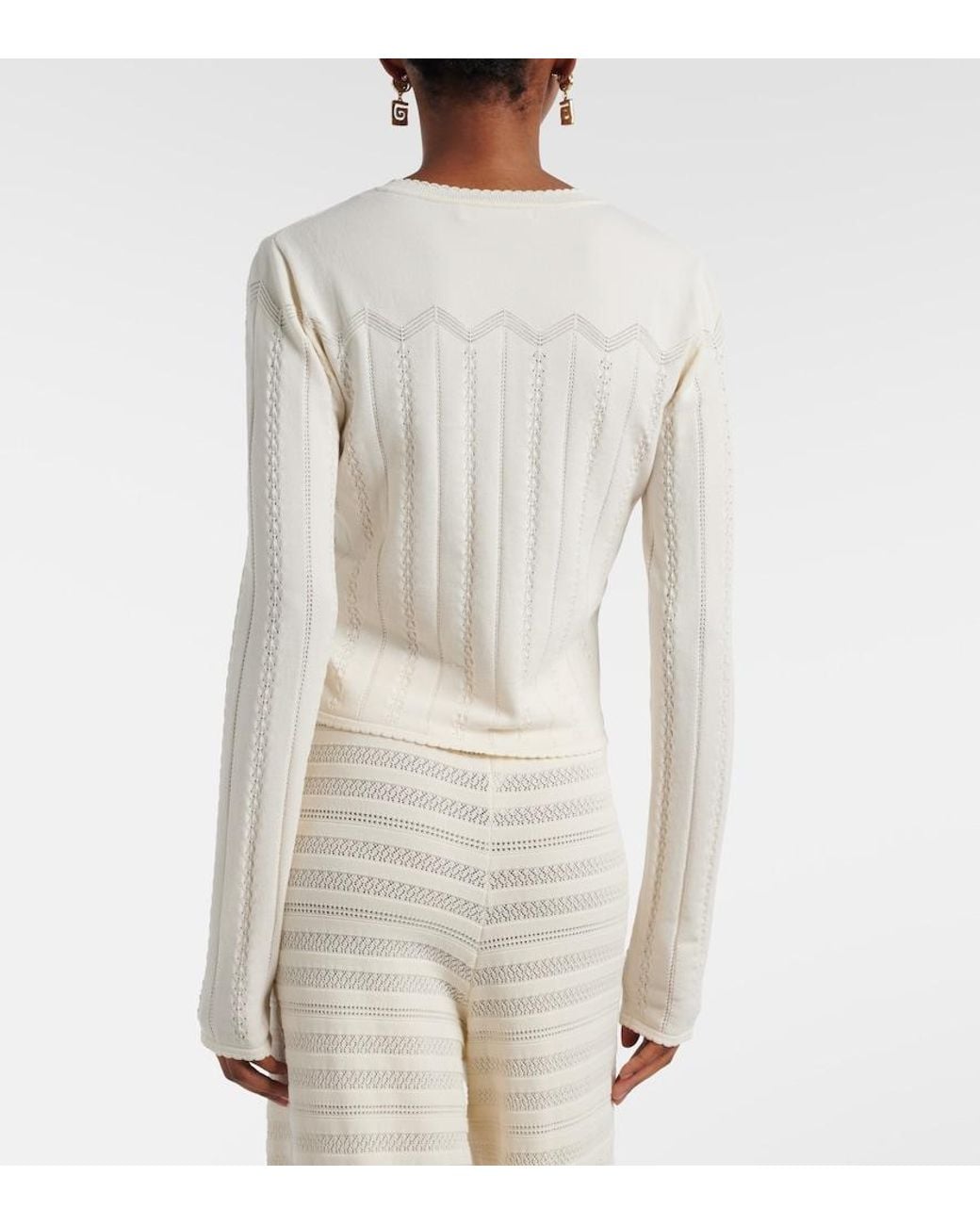 Faithfull The Brand White Esme Pointelle Cotton-Blend Cardigan