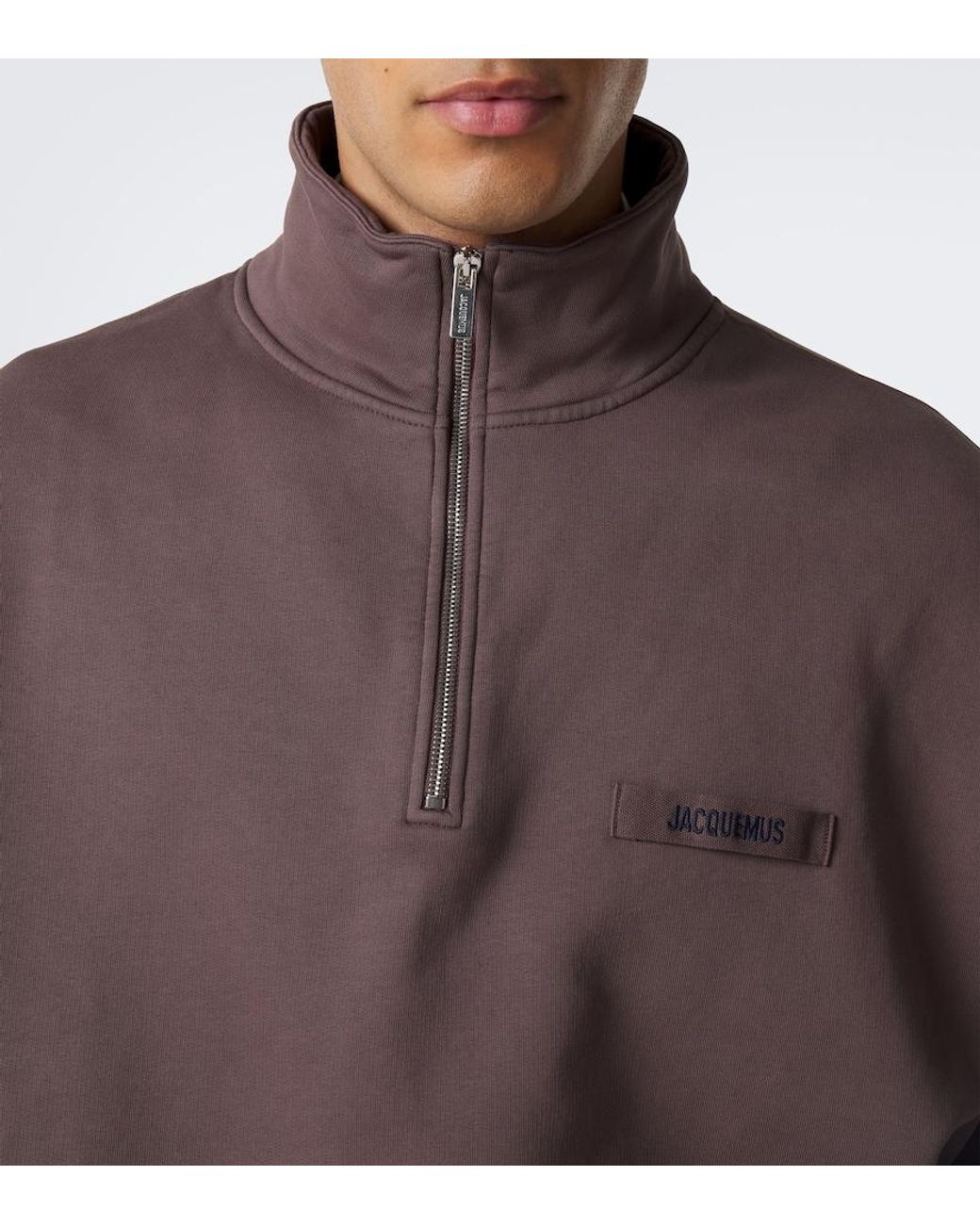 Jacquemus Brown Camionneur Half-Zip Cotton Jersey Sweatshirt for men