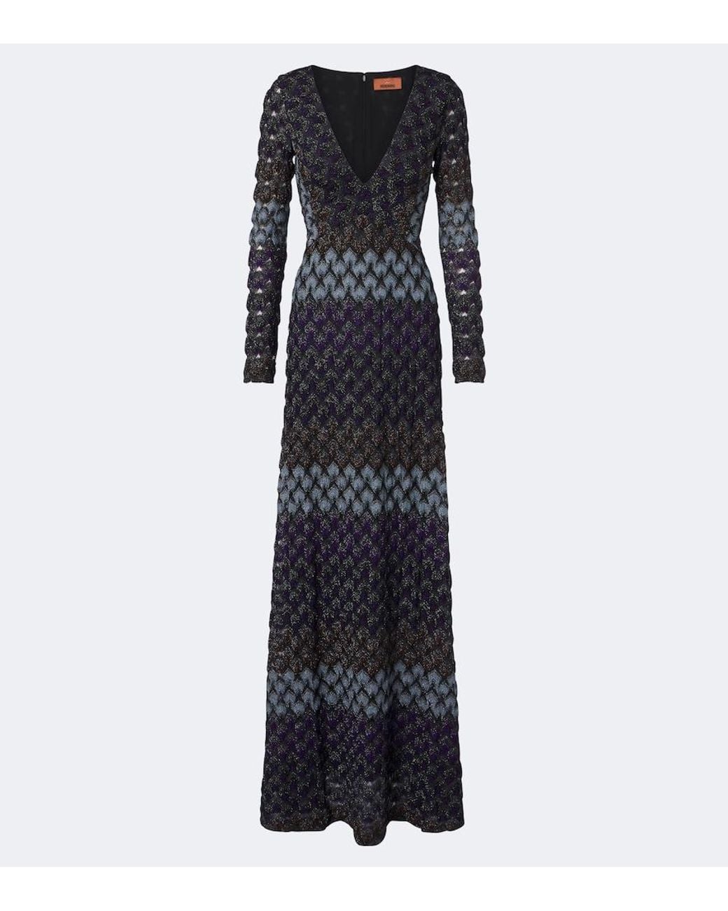 Missoni Blue Knitted Lame Gown