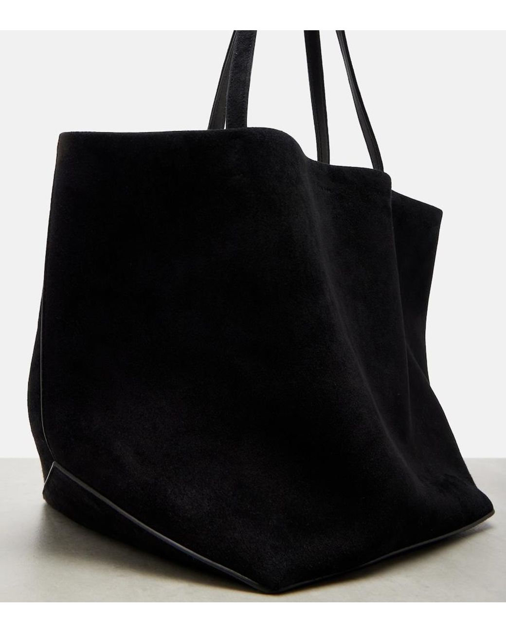 The Row Black Park Three Edge Suede Tote Bag