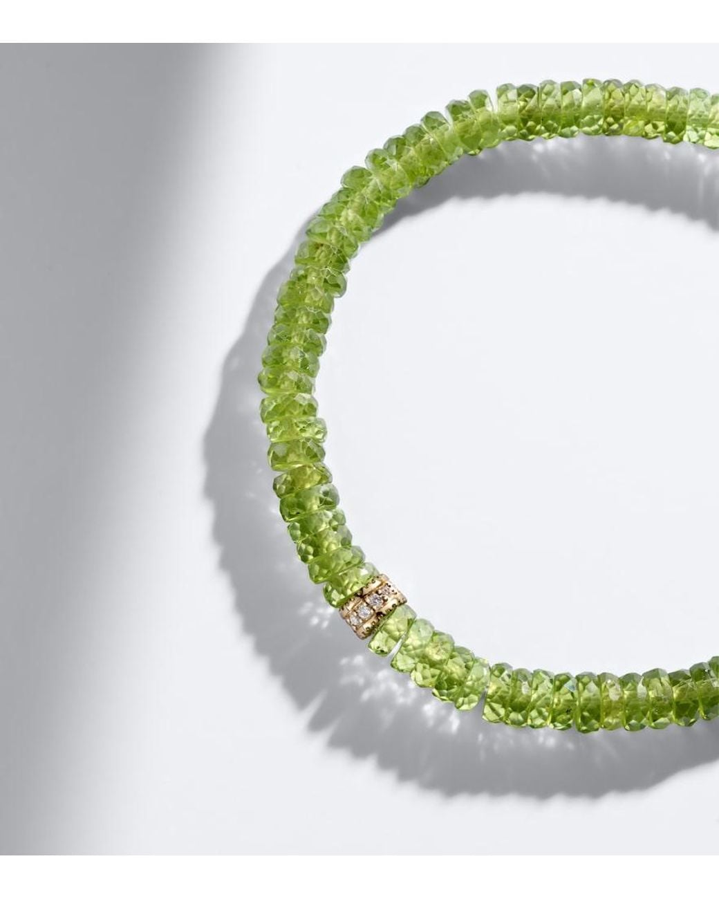 Sydney Evan Green 14Kt Beaded Bracelet With Peridot And Diamonds for men