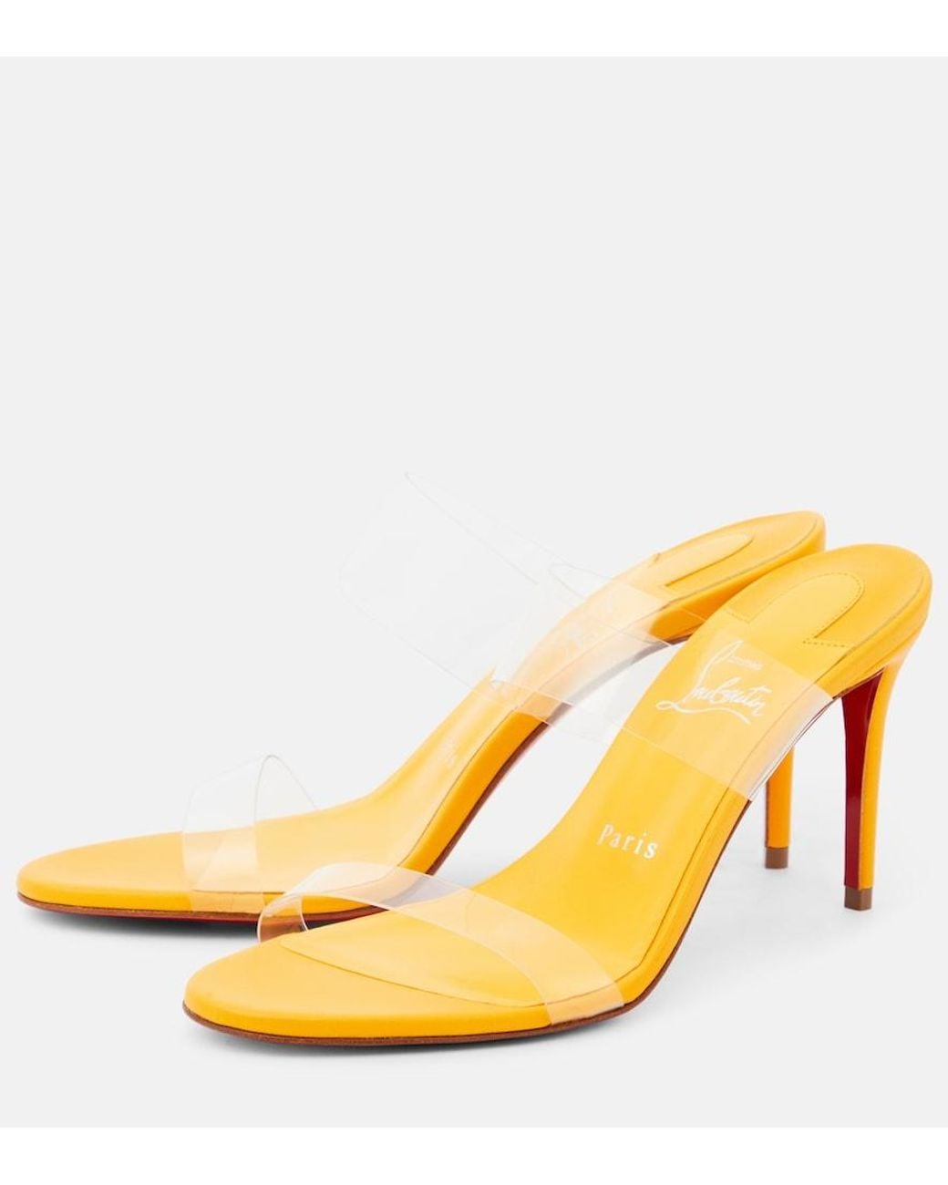 Christian Louboutin Yellow Just Nothing 85 Pvc Mules