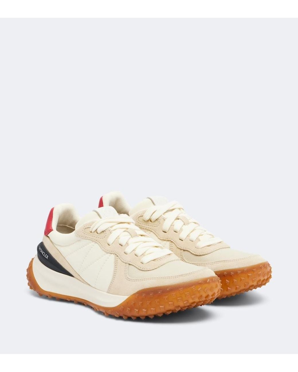Moncler White Citytrek Suede-Trimmed Sneakers