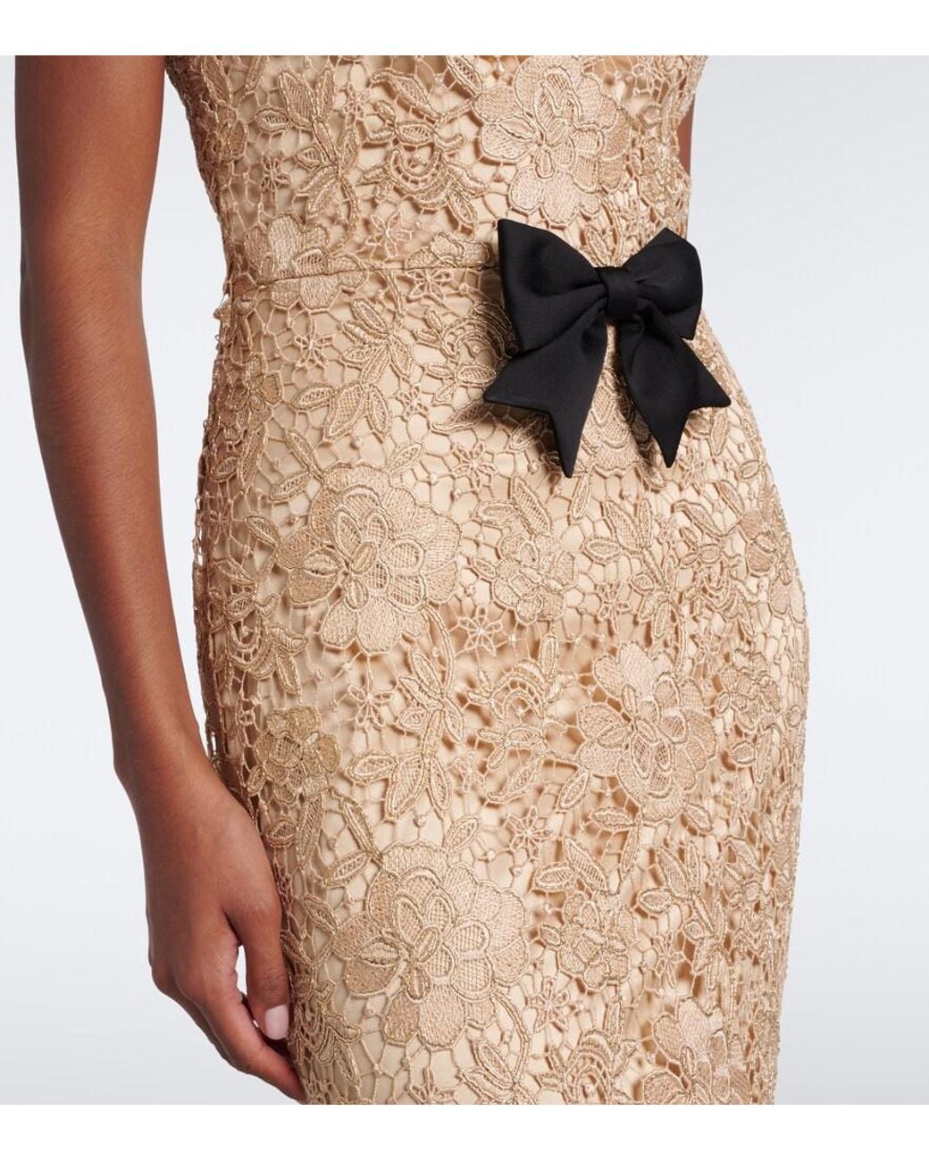 Rebecca Vallance Natural Nottingham Open-Back Guipure Lace Gown