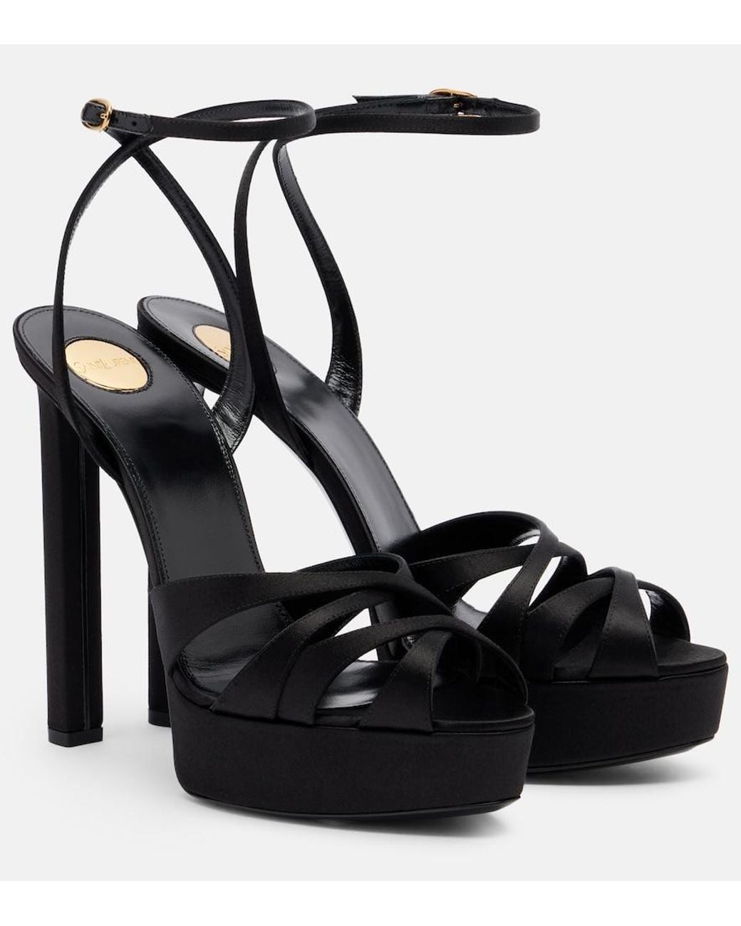 Saint Laurent Black Chandelle Crepe Satin Sandals