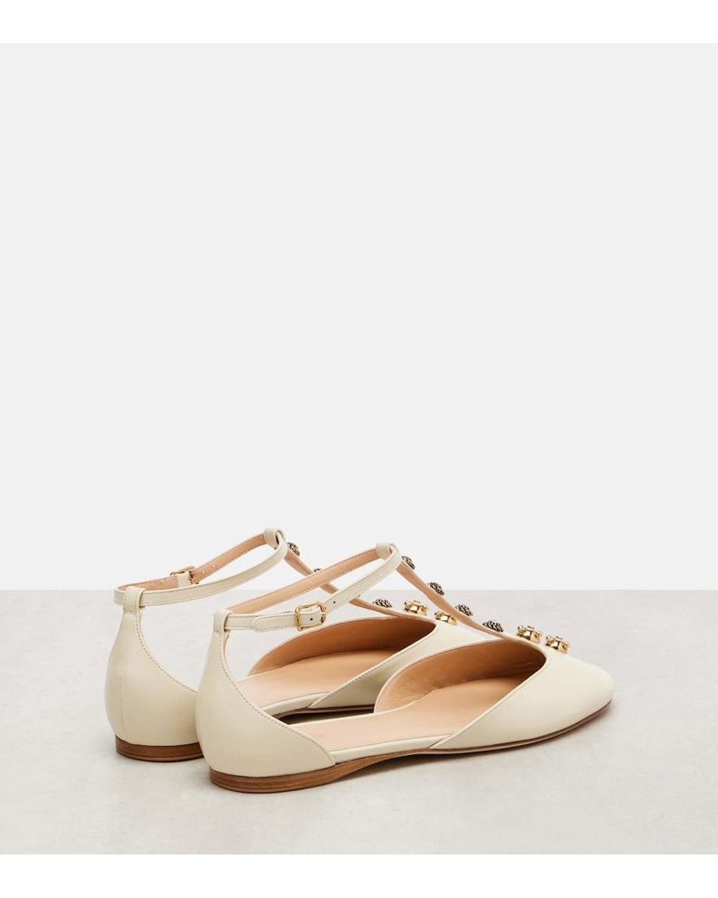 Chloé Natural Celeste Embellished Leather Flats