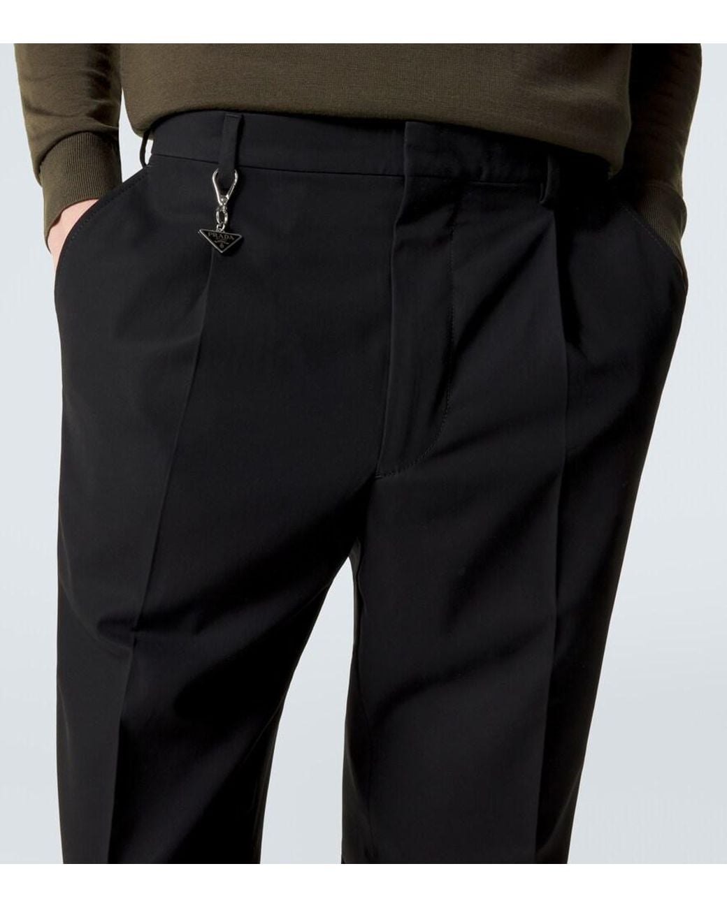 Prada Black Cotton Straight Pants for men