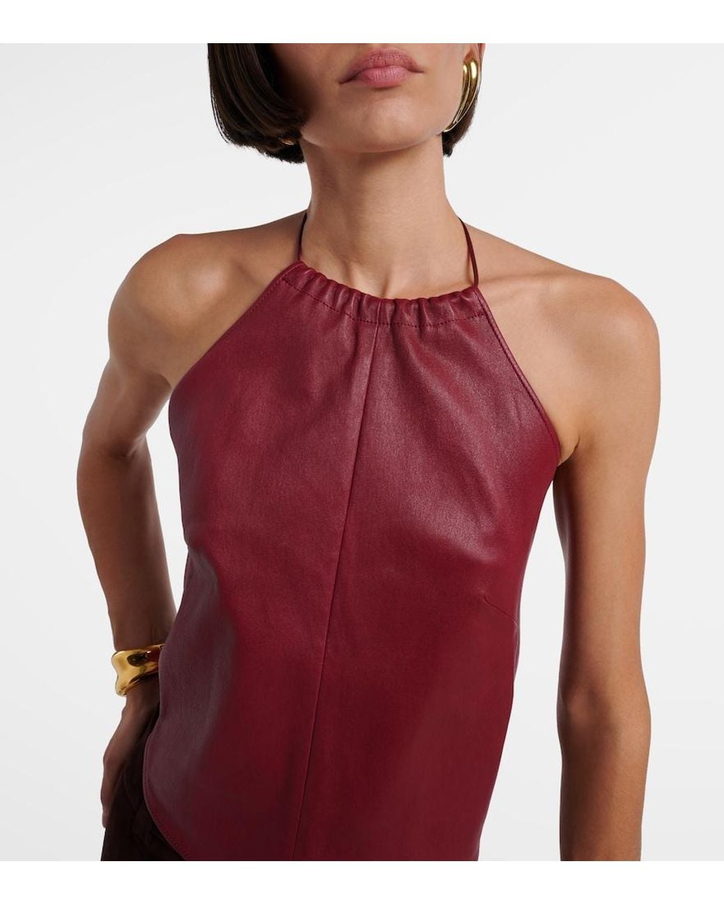 Stouls Red Rosie Open-Back Leather Top