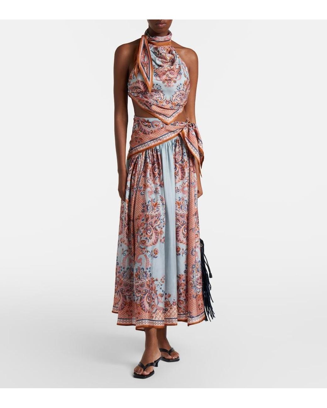Zimmermann Pink Aster Printed Silk Crop Top