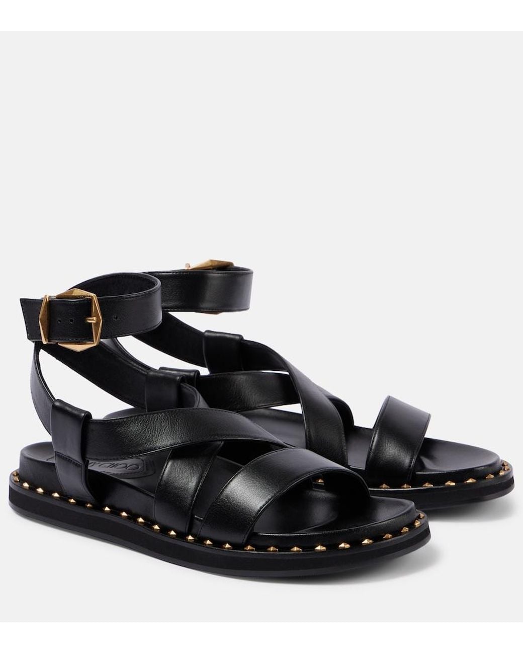 Jimmy Choo Black Blaise Leather Sandals