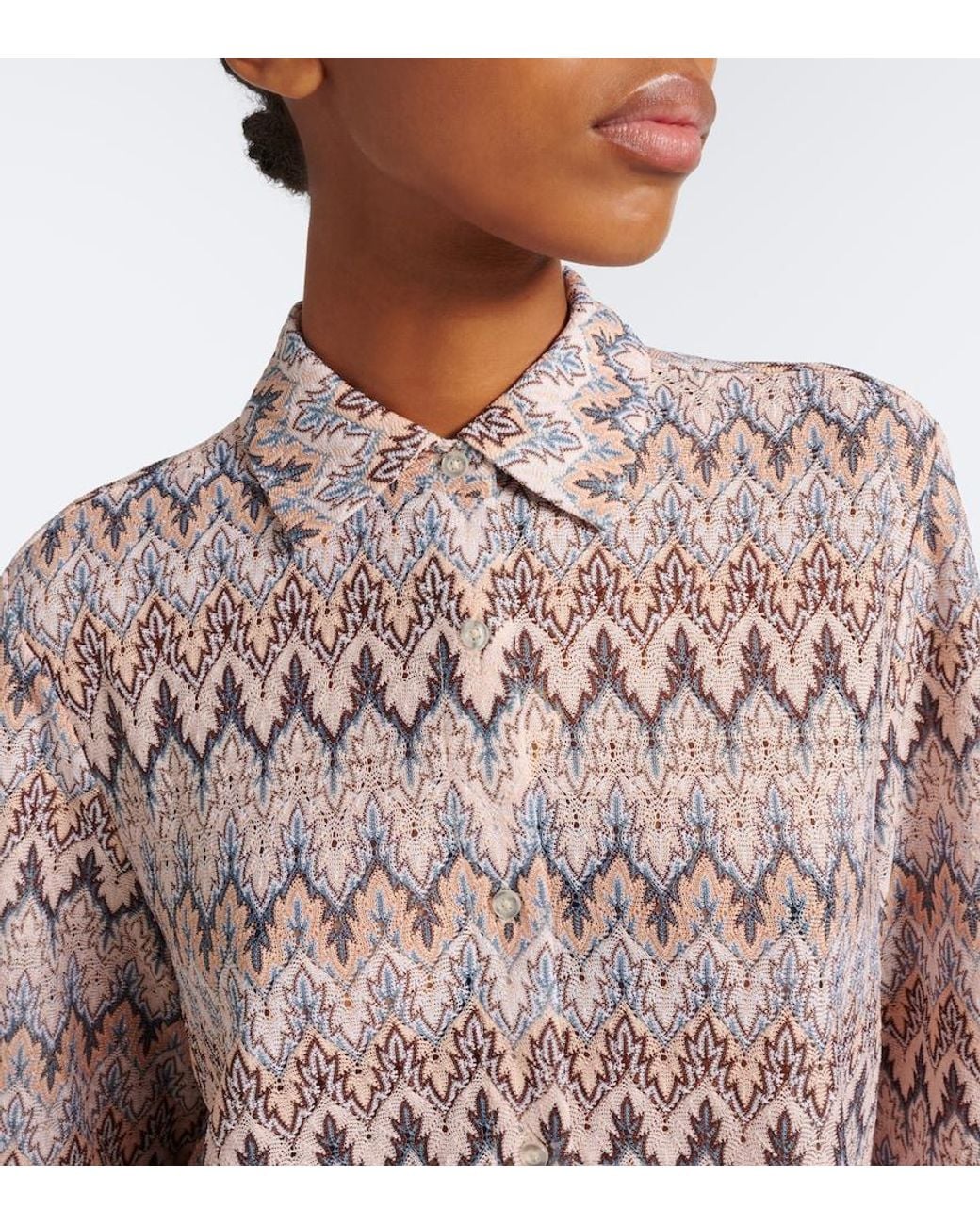 Melissa Odabash Multicolor Daria Chevron Knitted Shirt