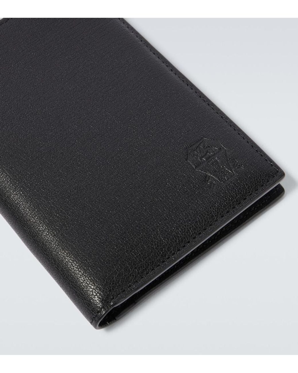 Brunello Cucinelli Black Leather Passport Holder for men