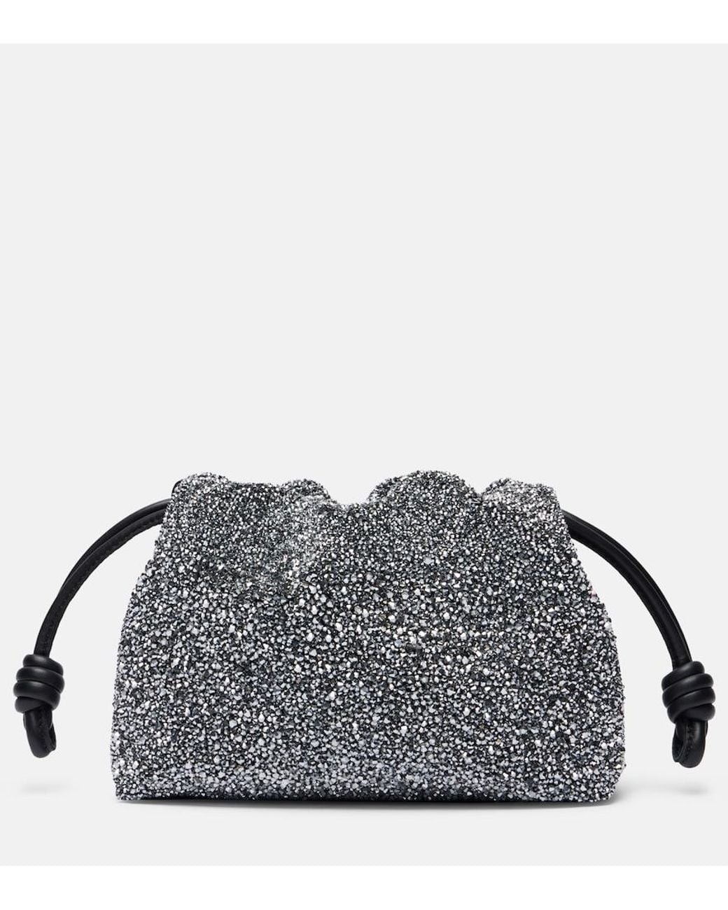 Loewe Gray Flamenco Mini Beaded Clutch