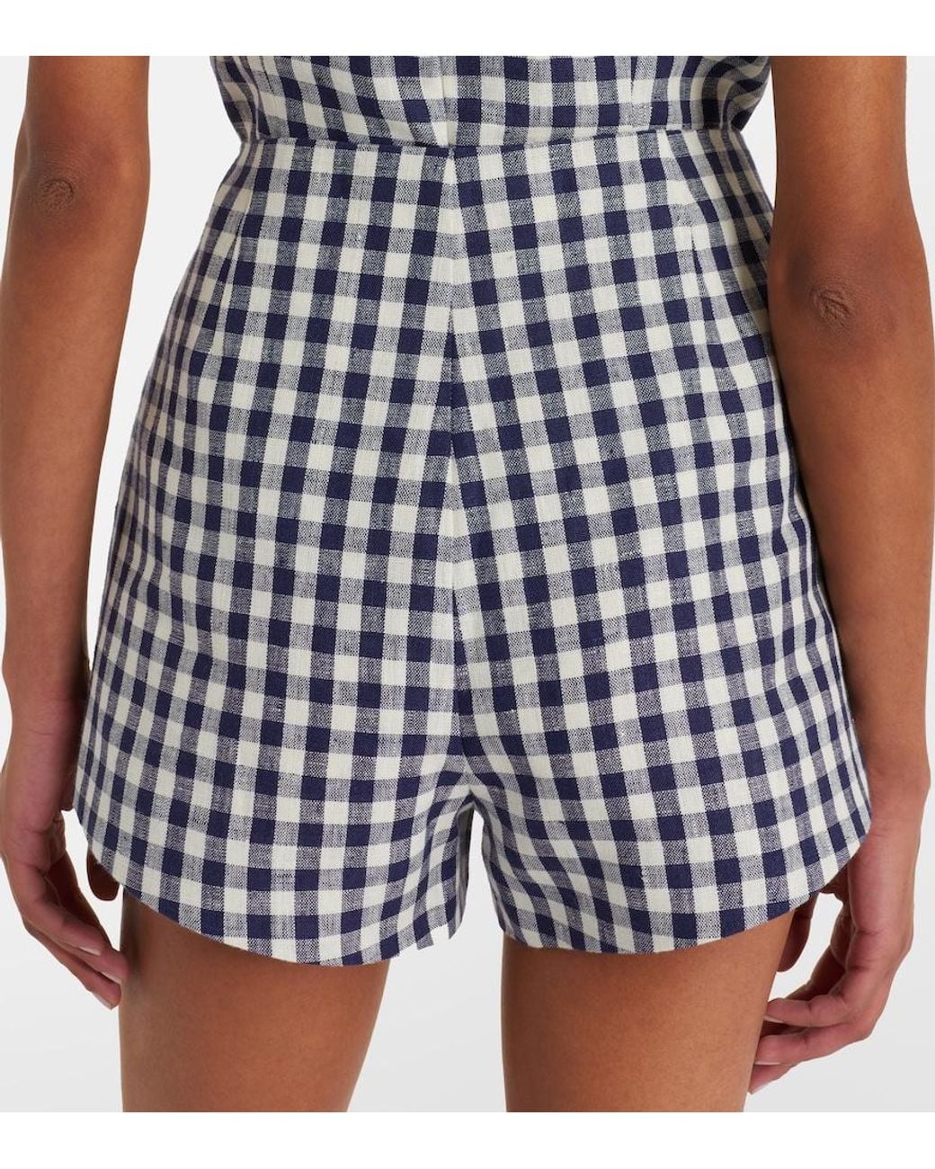 Posse White Sadie Gingham Linen Shorts