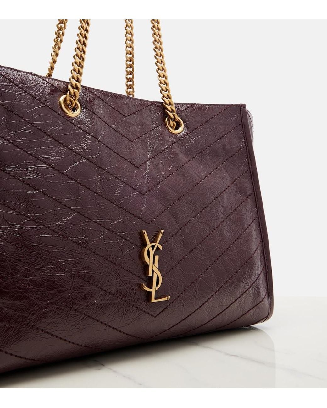 Saint Laurent Red Niki Large Leather Shopper