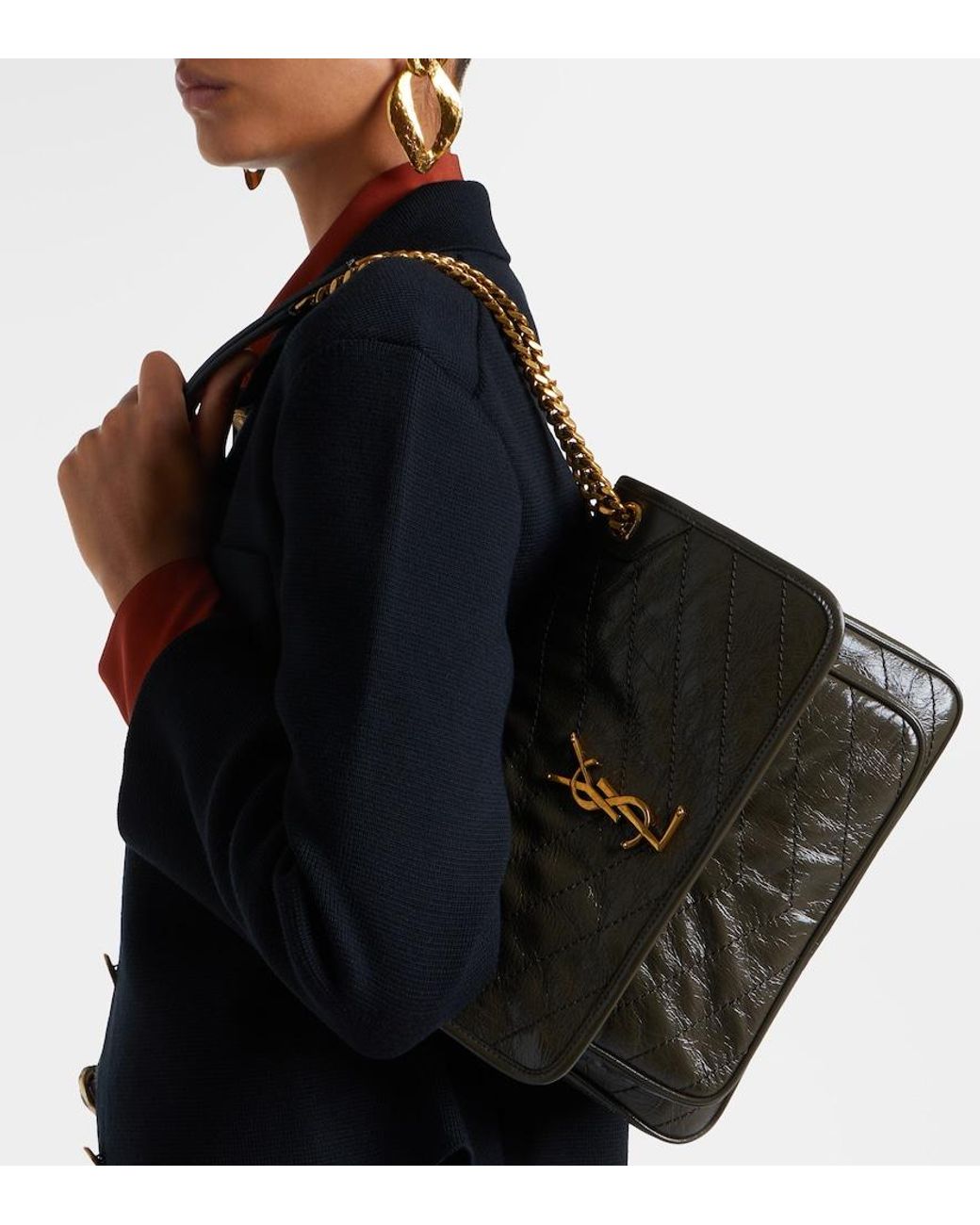 Saint Laurent Black Niki Medium Leather Shoulder Bag