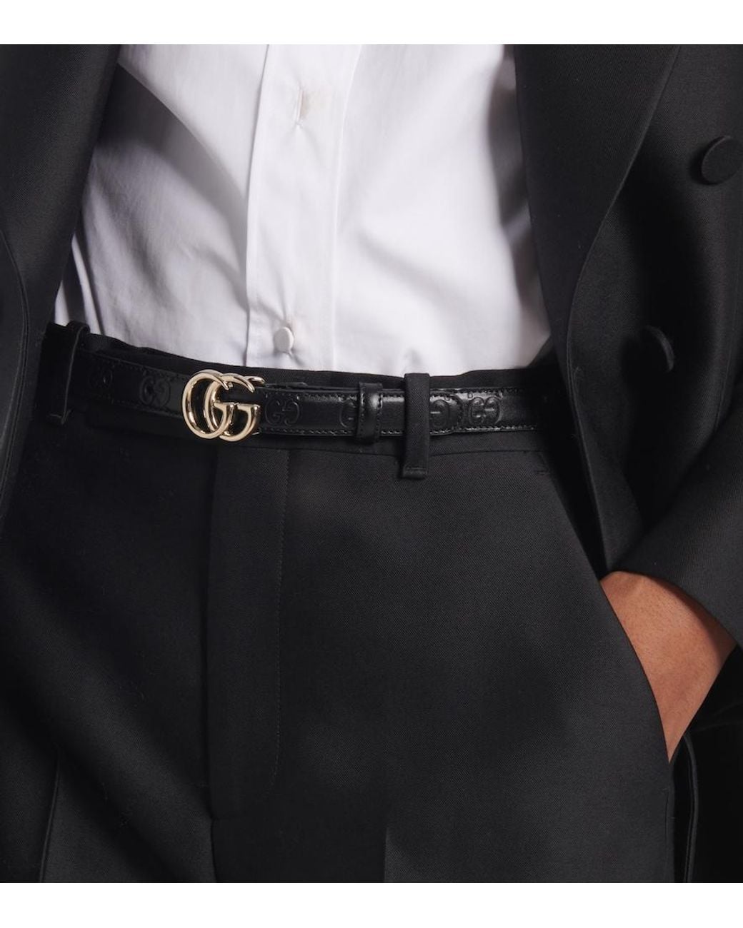 Gucci Black Gg Marmont Leather Belt
