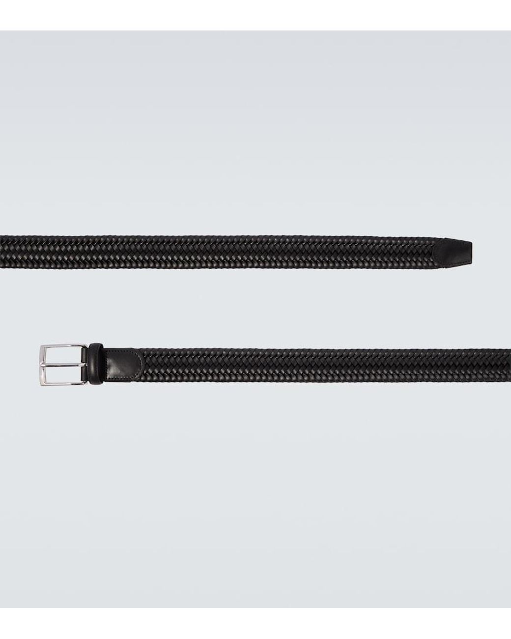 Rubinacci Black Braided Leather Belt for men