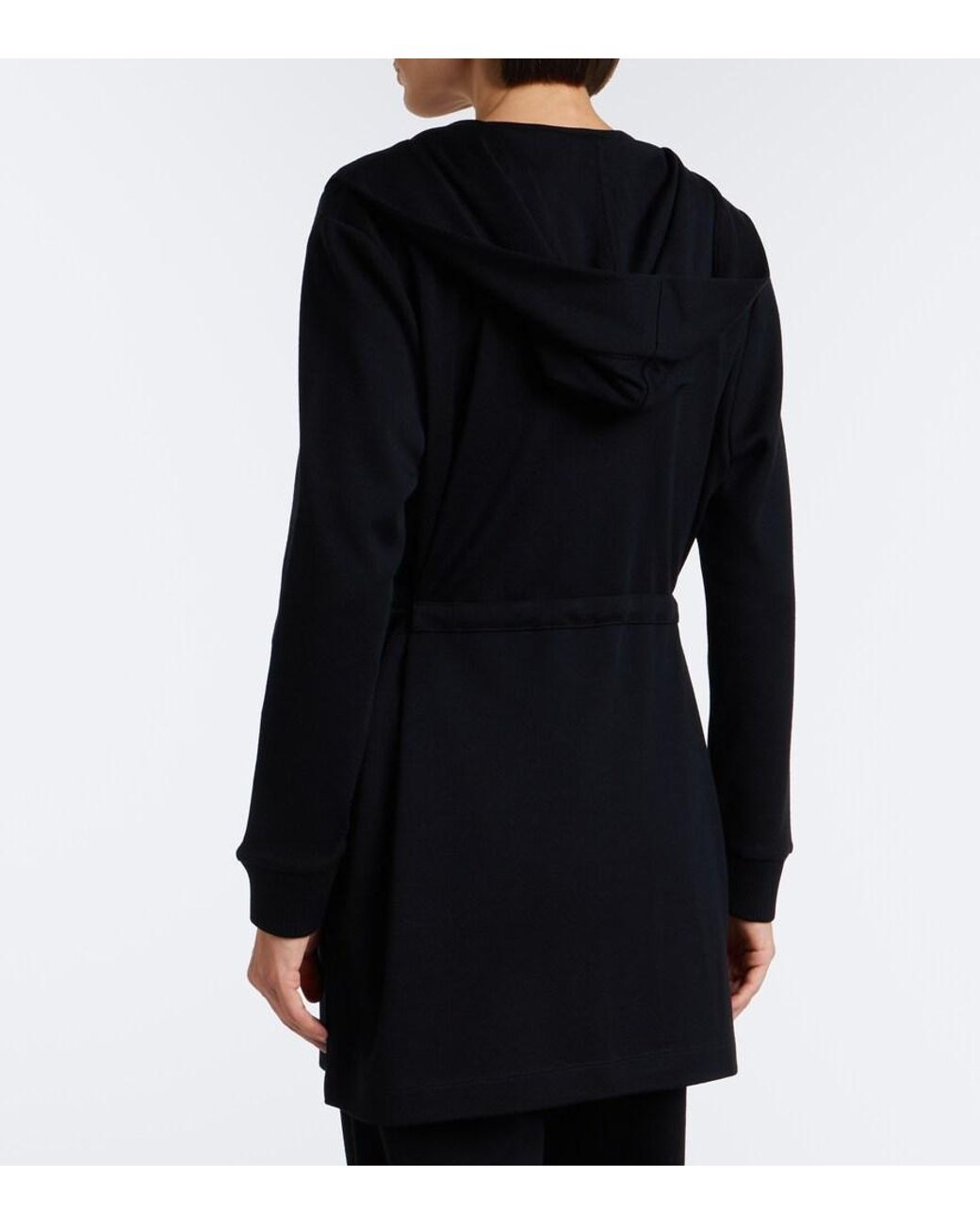 Max Mara Black Virgin Wool Wrap Coat