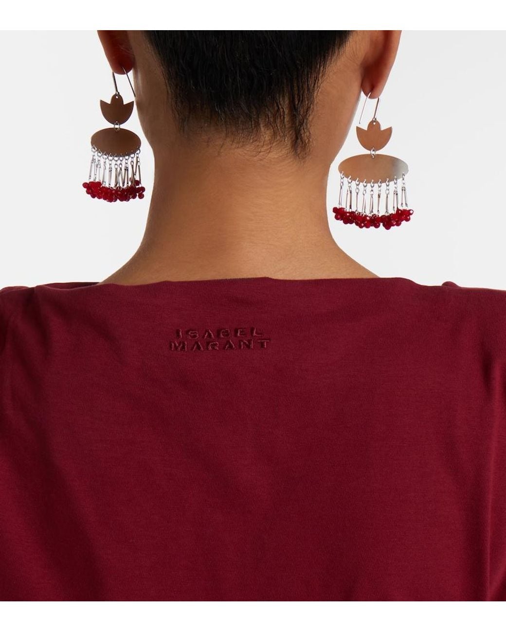 Isabel Marant Red Sebani Asymmetric Cotton T-Shirt