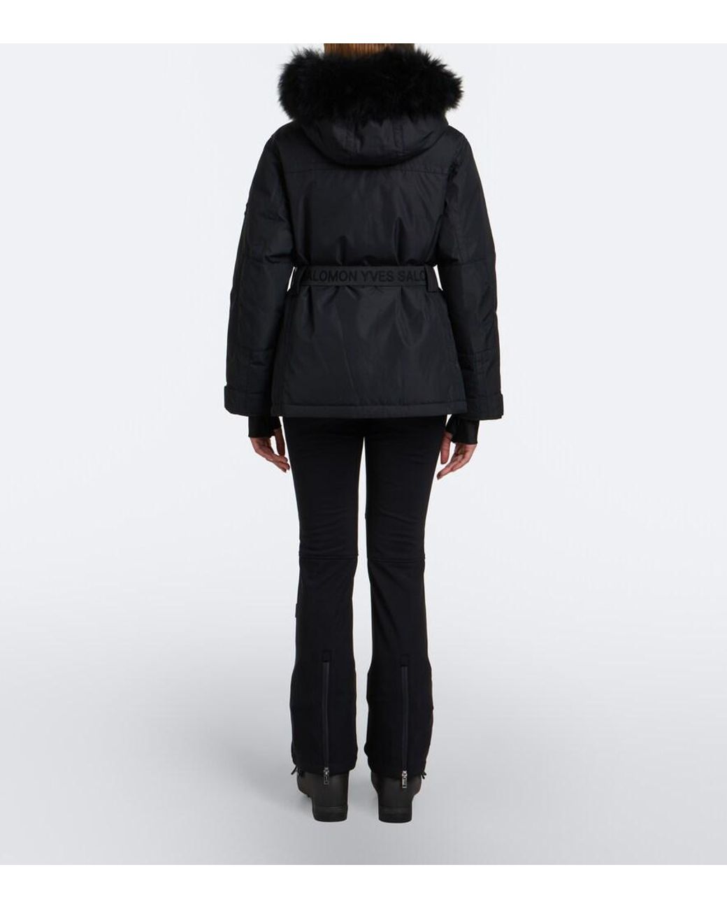 Yves Salomon Black Belted Shearling-Trimmed Ski Jacket