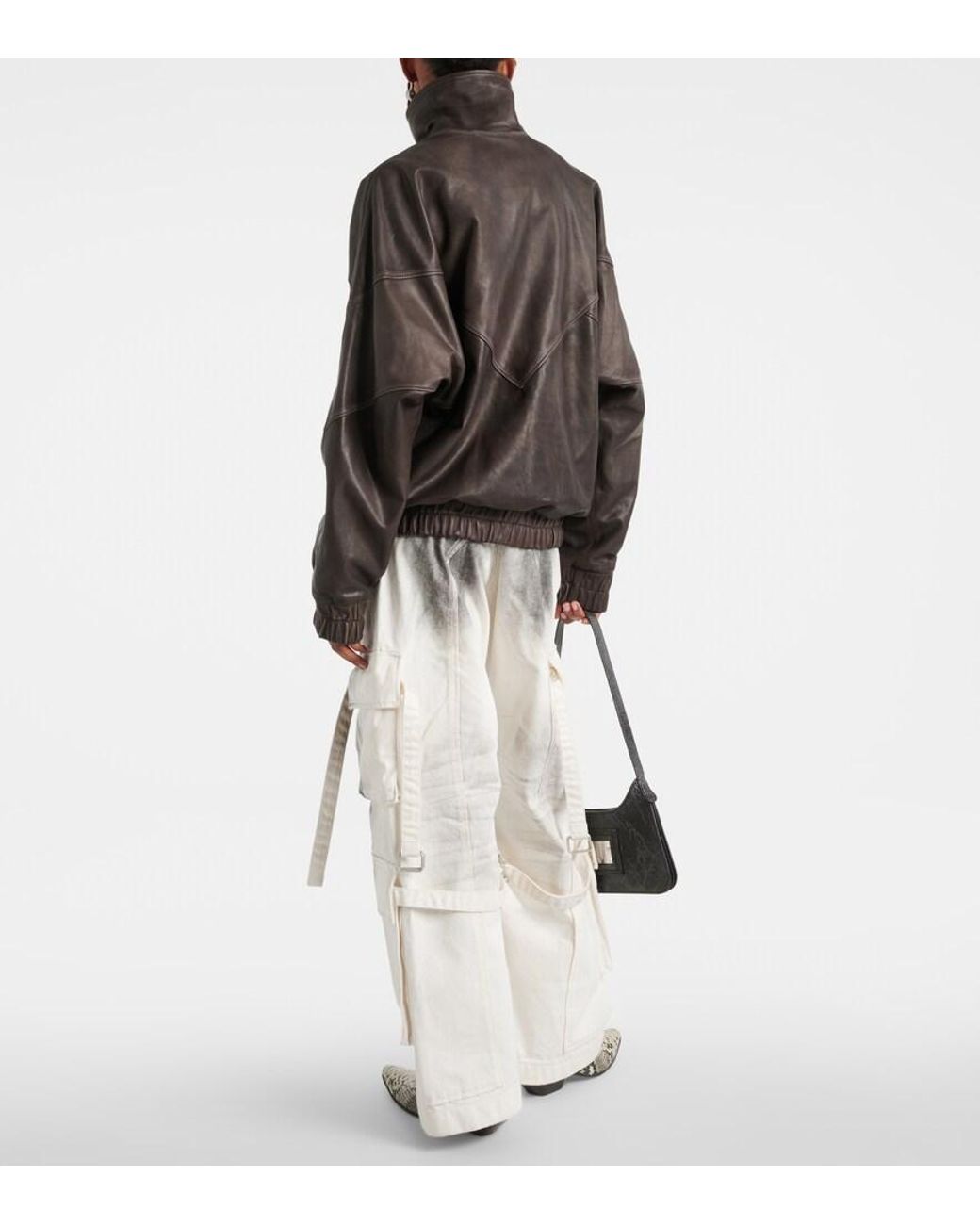 Acne Brown Letty Leather Bomber Jacket