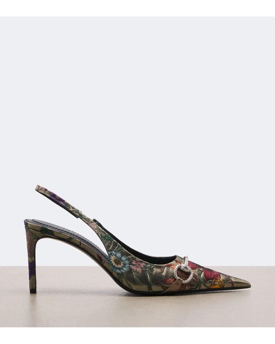 Gucci Metallic Donna Glam Flora Slingback Pumps