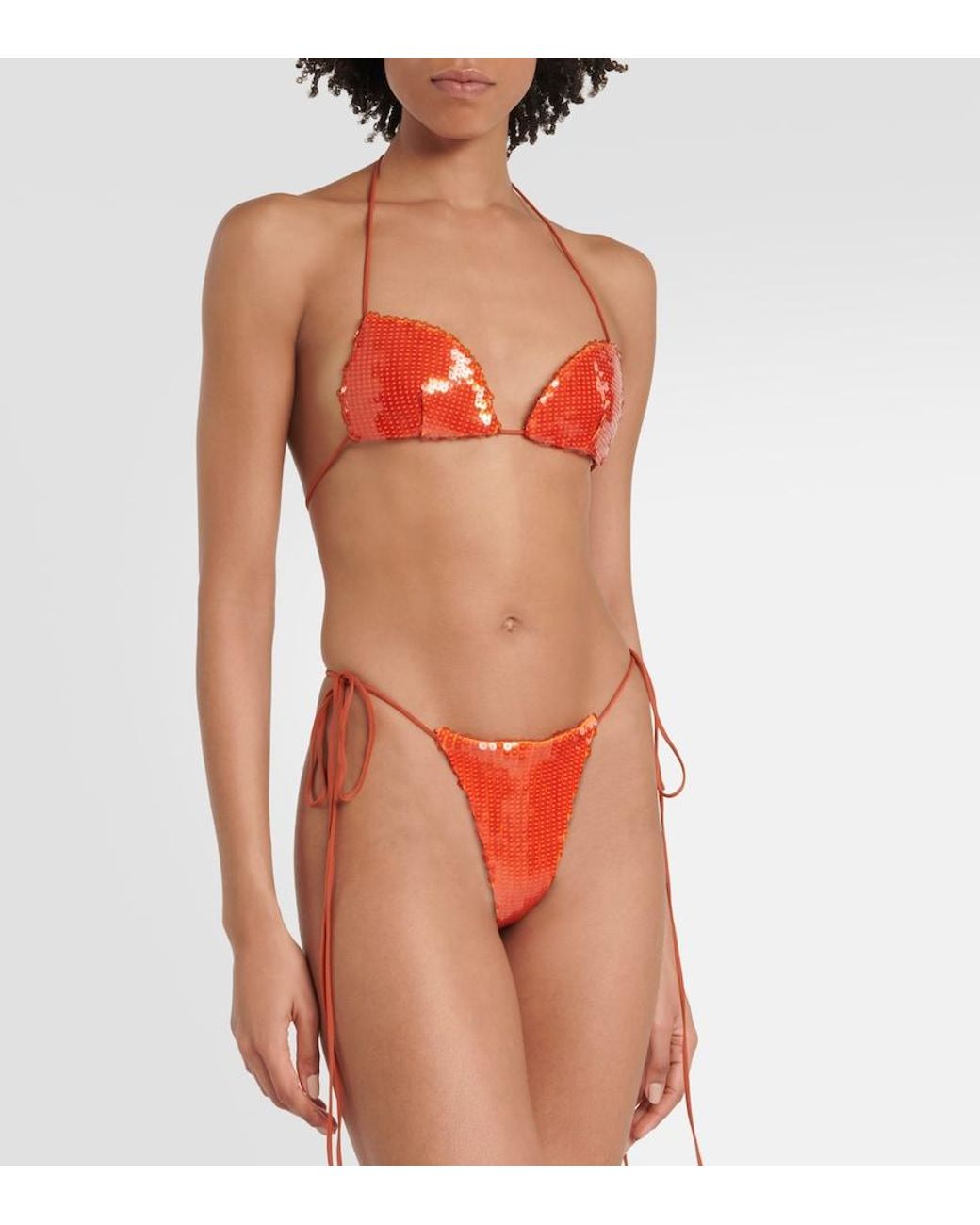 LAQUAN SMITH Red Sequined Halterneck Bra Top