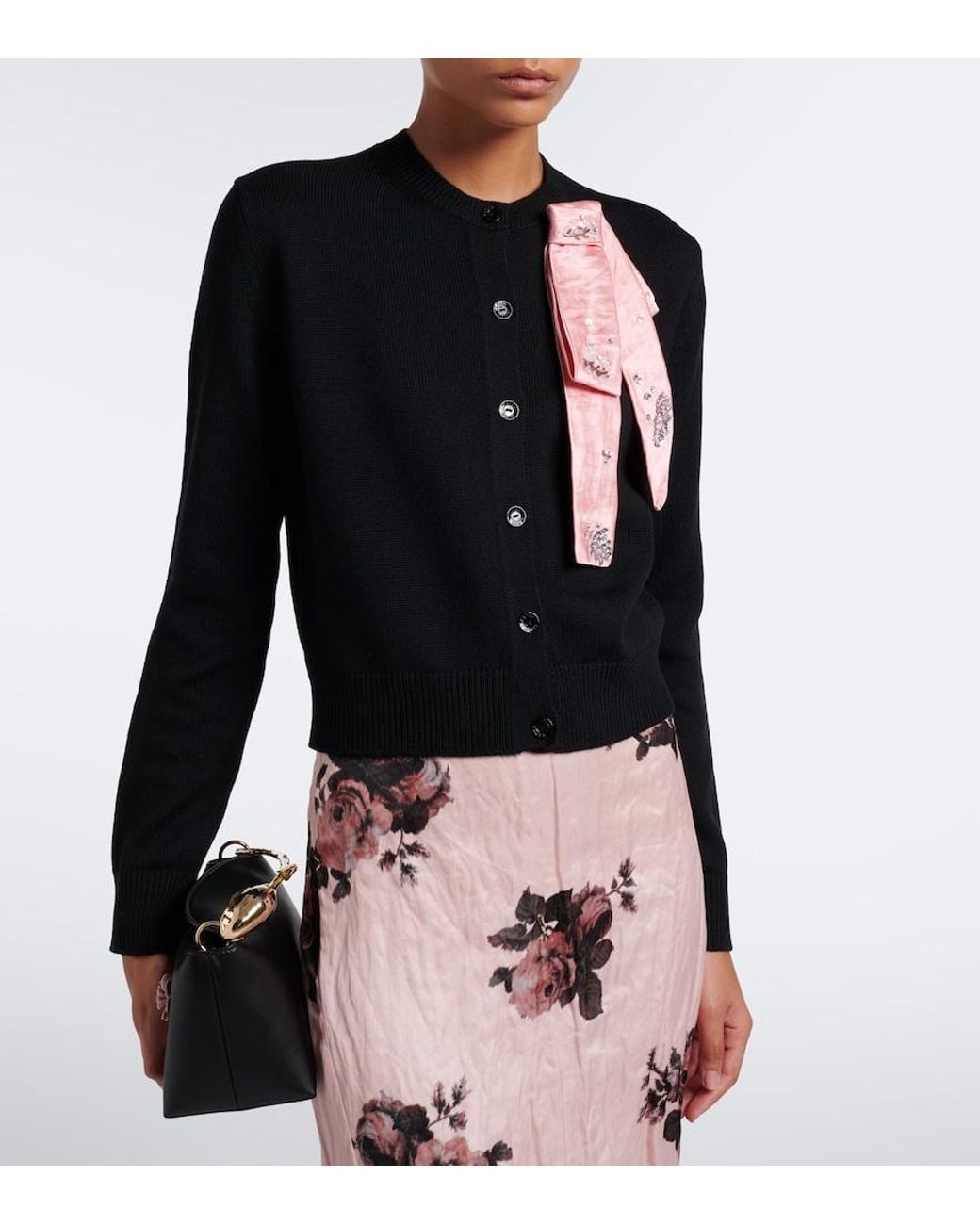 Erdem Black Embellished Wool Cardigan