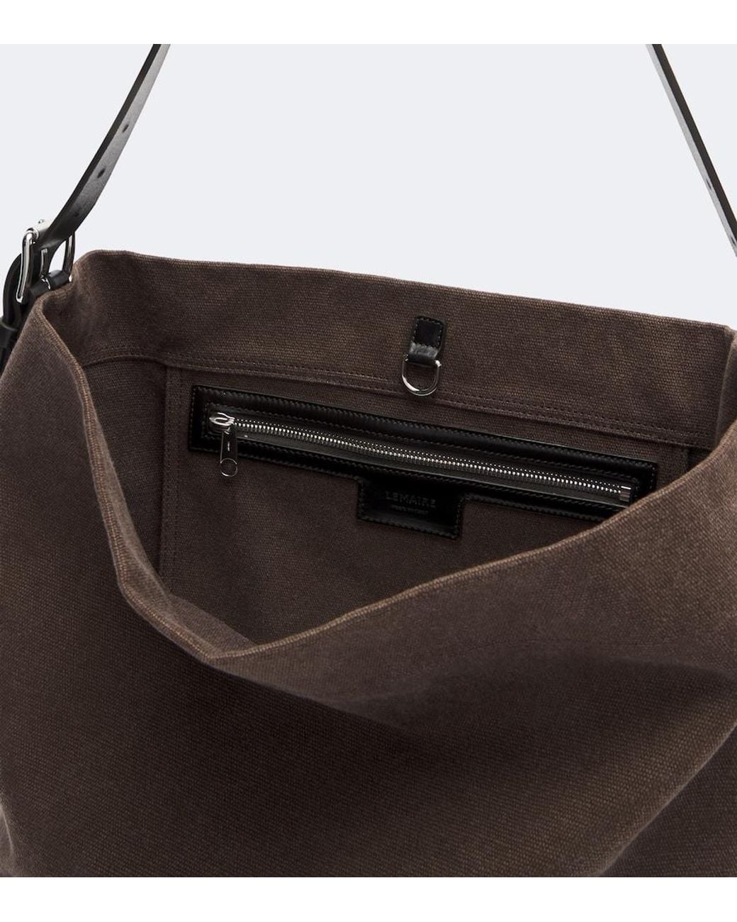 Lemaire Brown Belted Medium Cotton Canvas Tote Bag