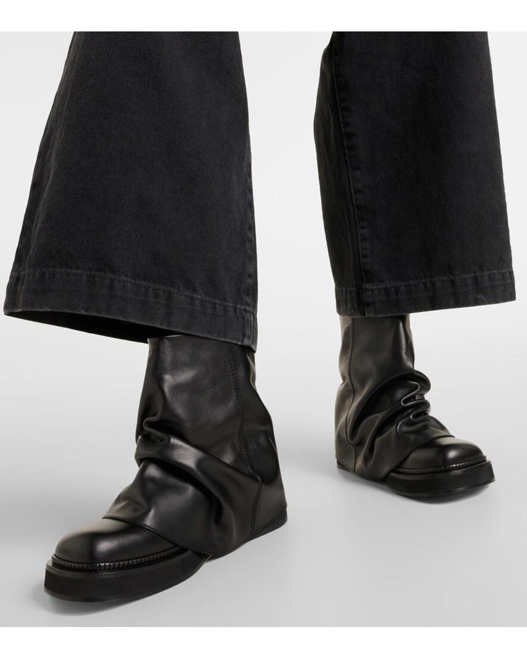 The Attico Black Robin Leather Ankle Boots