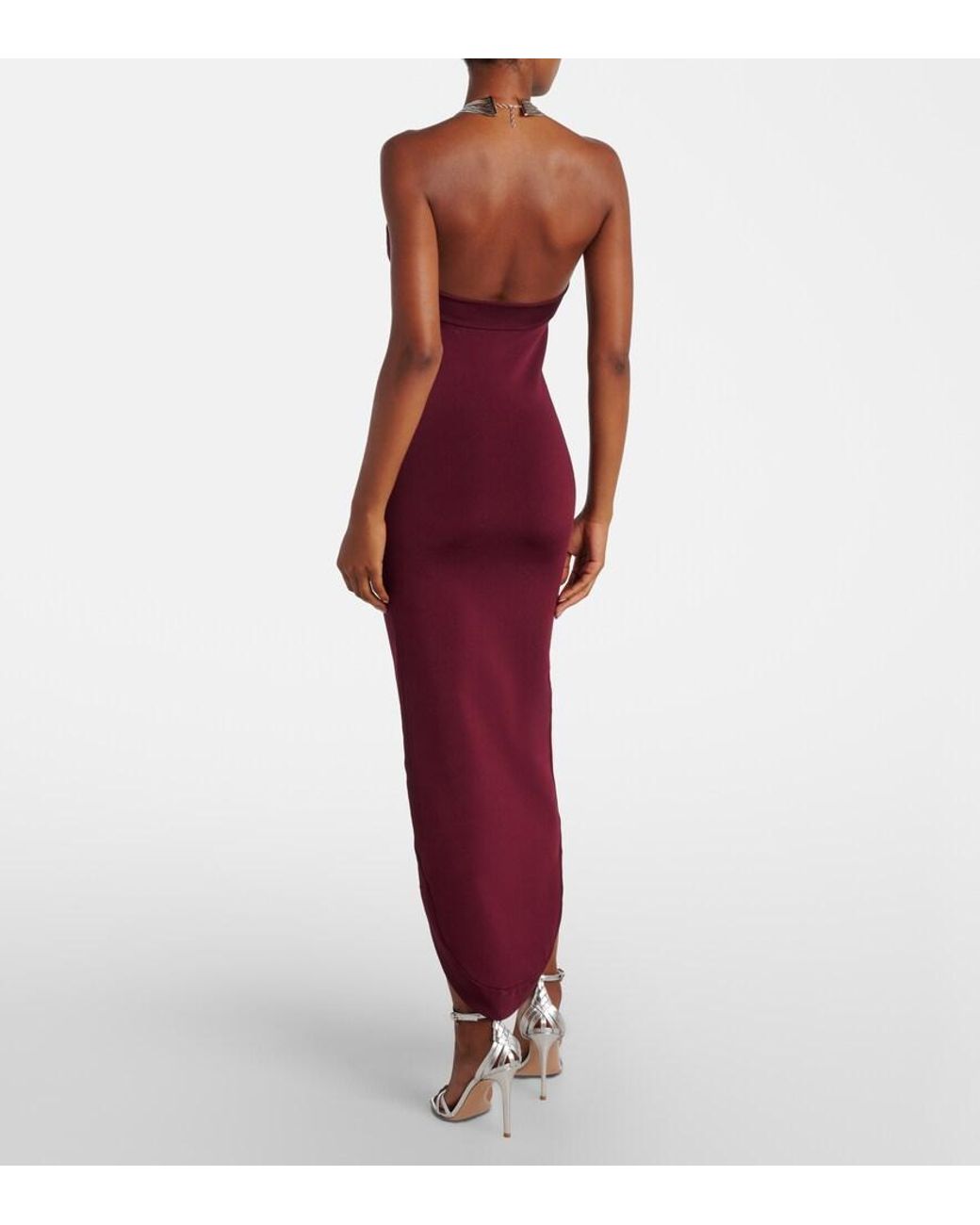 Galvan Red Halterneck Midi Dress
