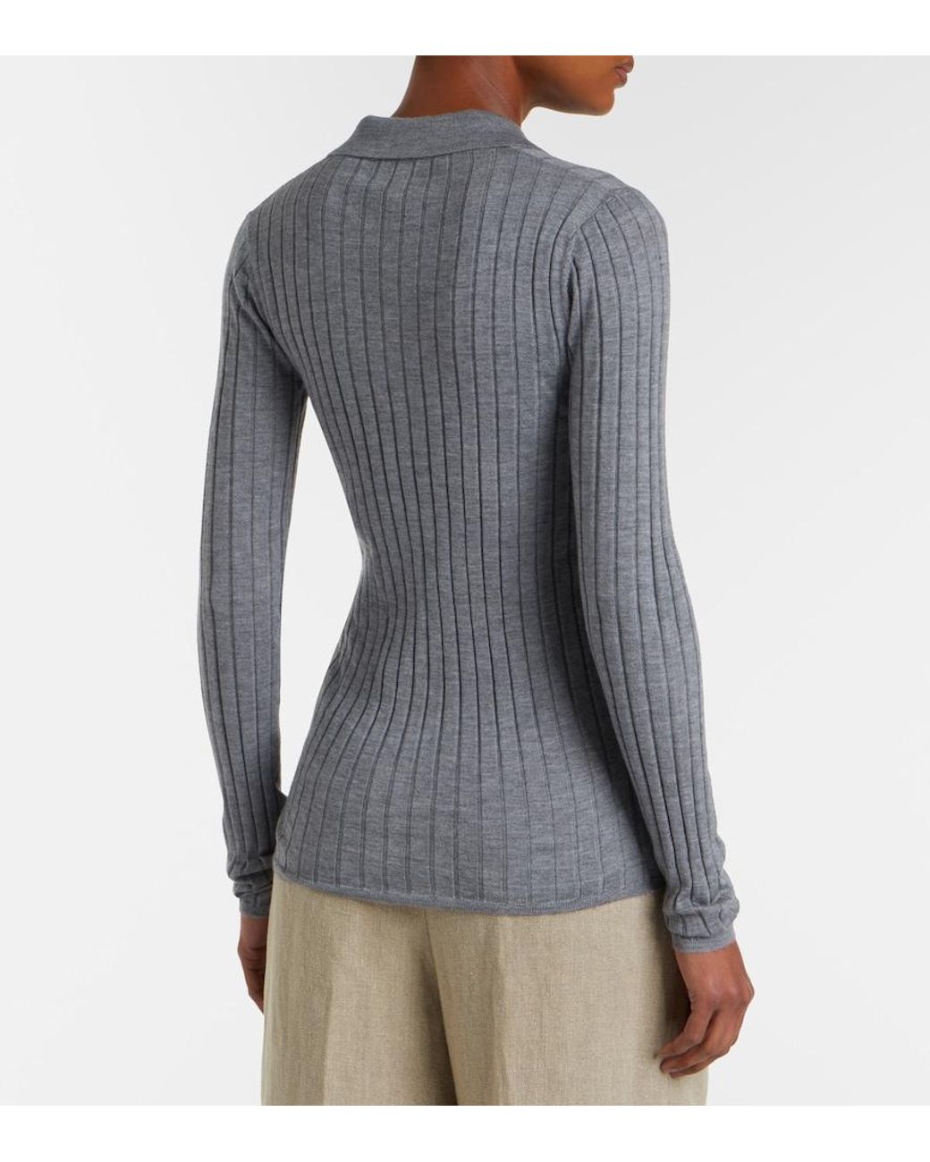 Totême  Gray Ribbed-Knit Cashmere And Silk Cardigan