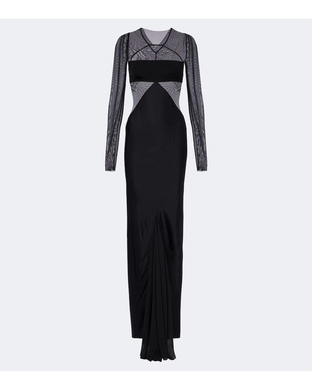 Rick Owens Black Combo Tulle-Trimmed Gown