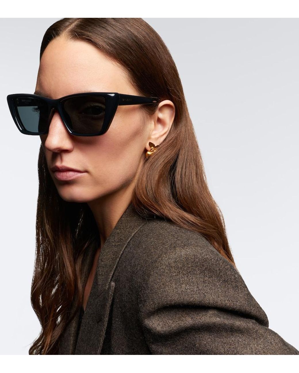 Saint Laurent Gray Sl 276 Mica Plump Cat-Eye Sunglasses