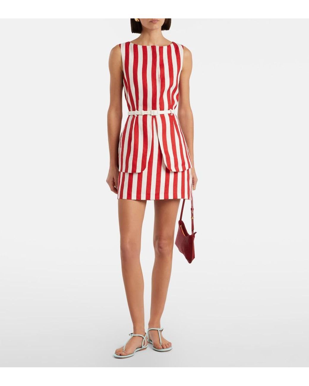 Posse Red Pamela Belted Striped Linen Vest