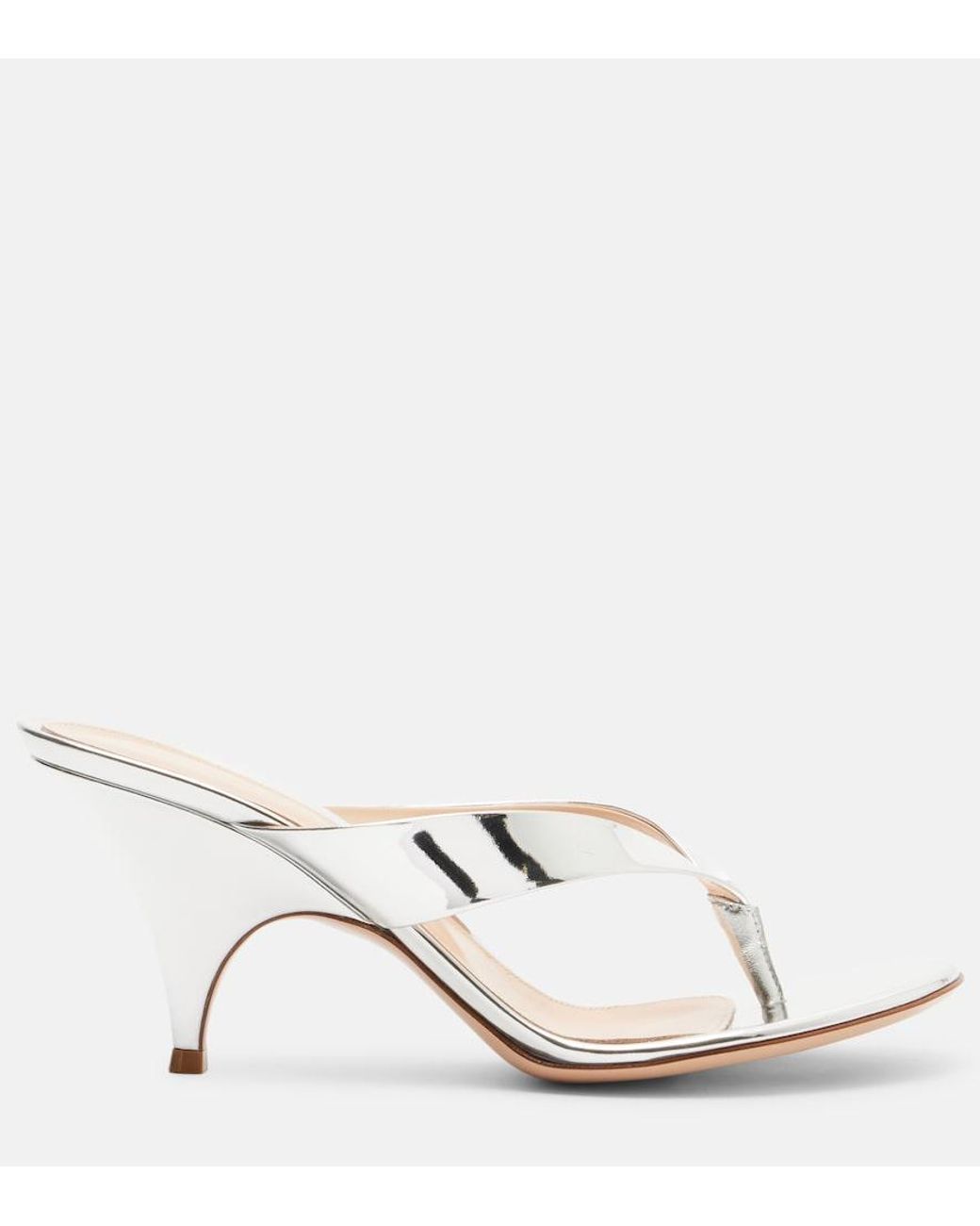 Gianvito Rossi Natural Sofia Mirrored Leather Thong Sandals