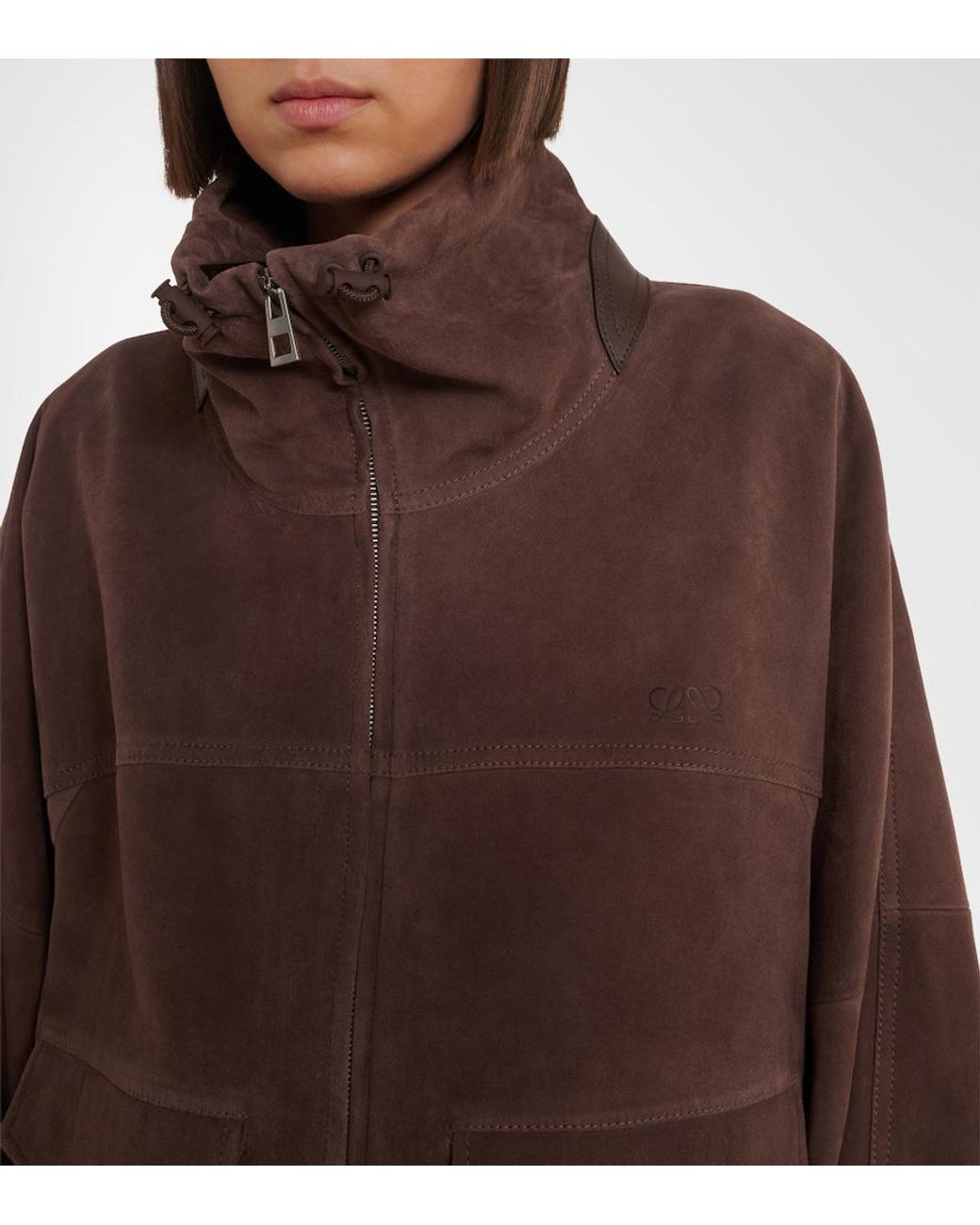 Loewe Brown Leather-Trimmed Suede Jacket