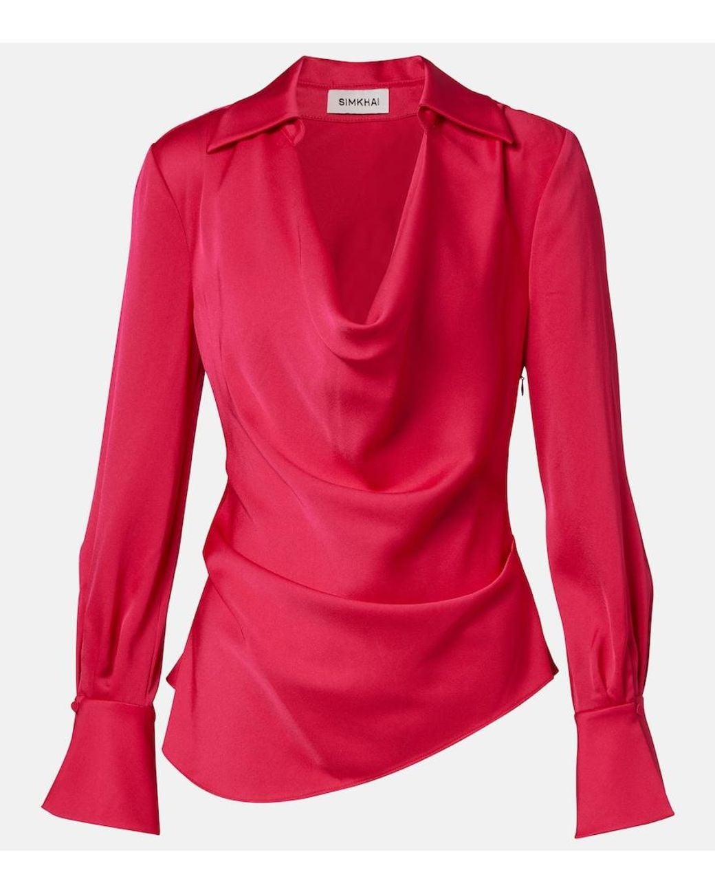 Jonathan Simkhai Red Symone Satin Top