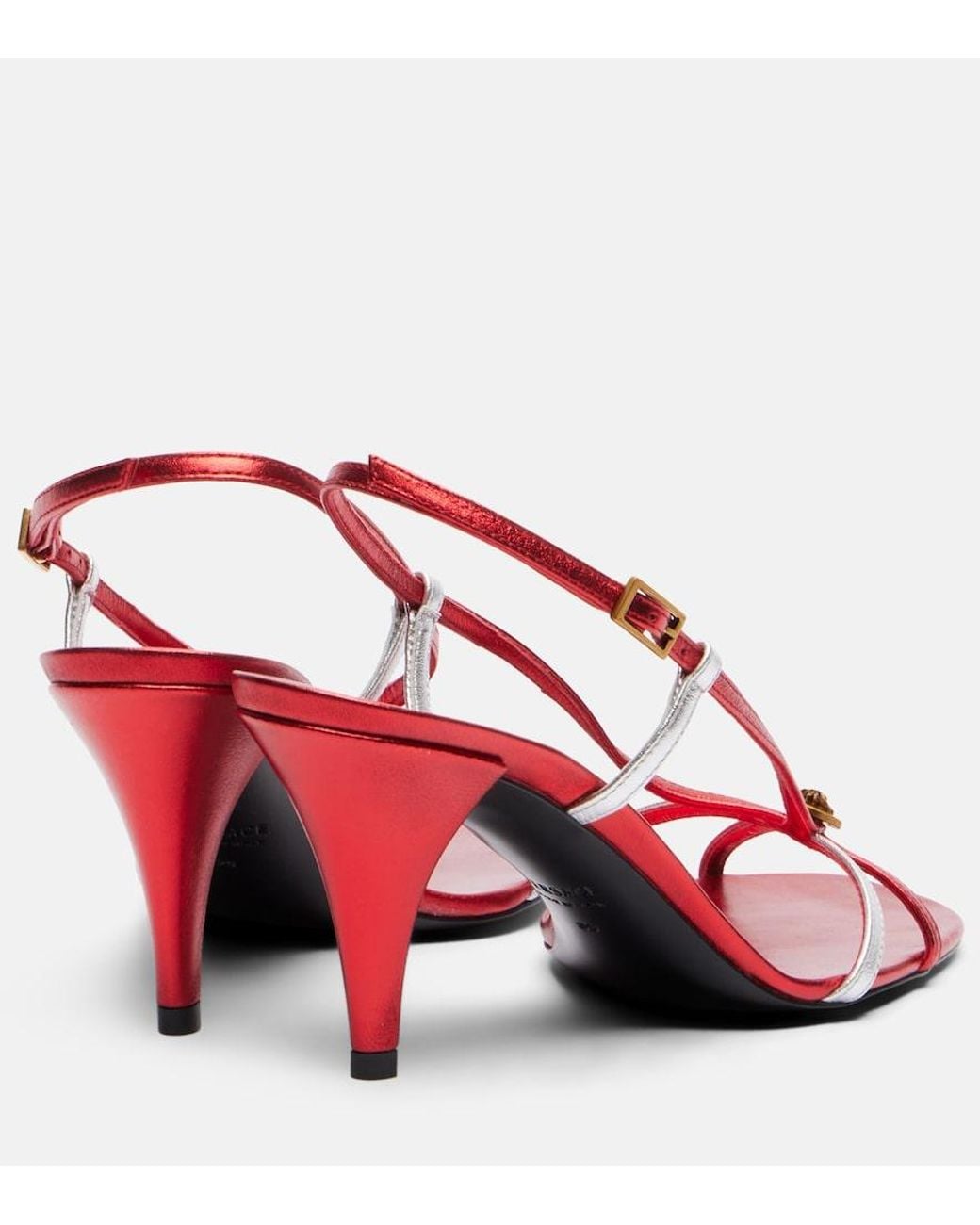 Versace Red Valentina Leather Slingback Sandals