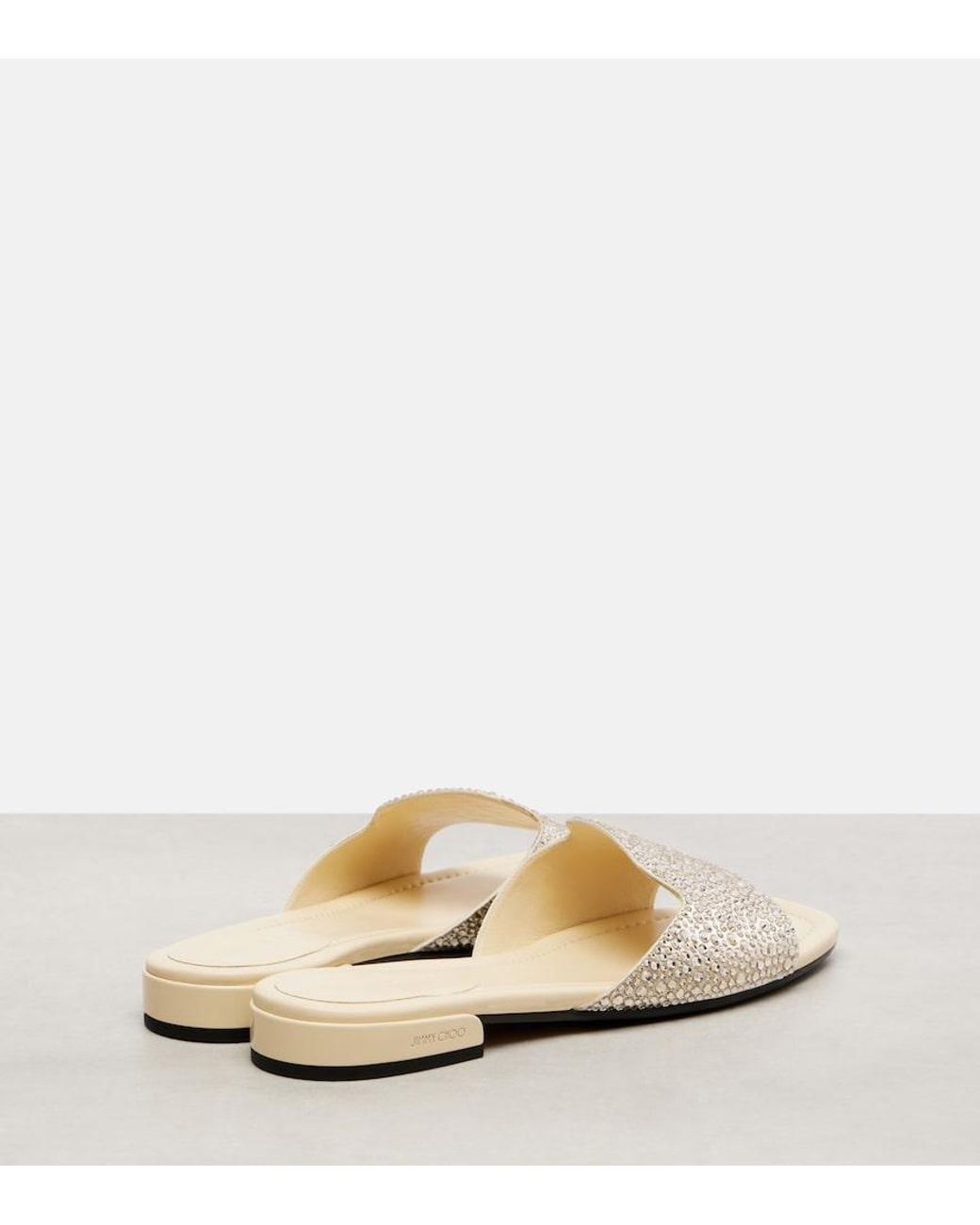 Jimmy Choo Natural Dina Embellished Satin Slides