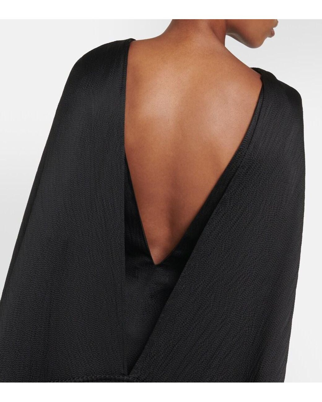 Gabriela Hearst Black Hunter Caped Silk Satin Gown
