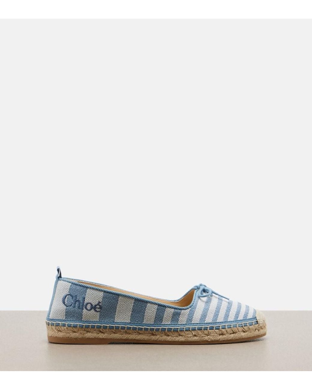 Chloé Blue Isla Striped Canvas Espadrilles