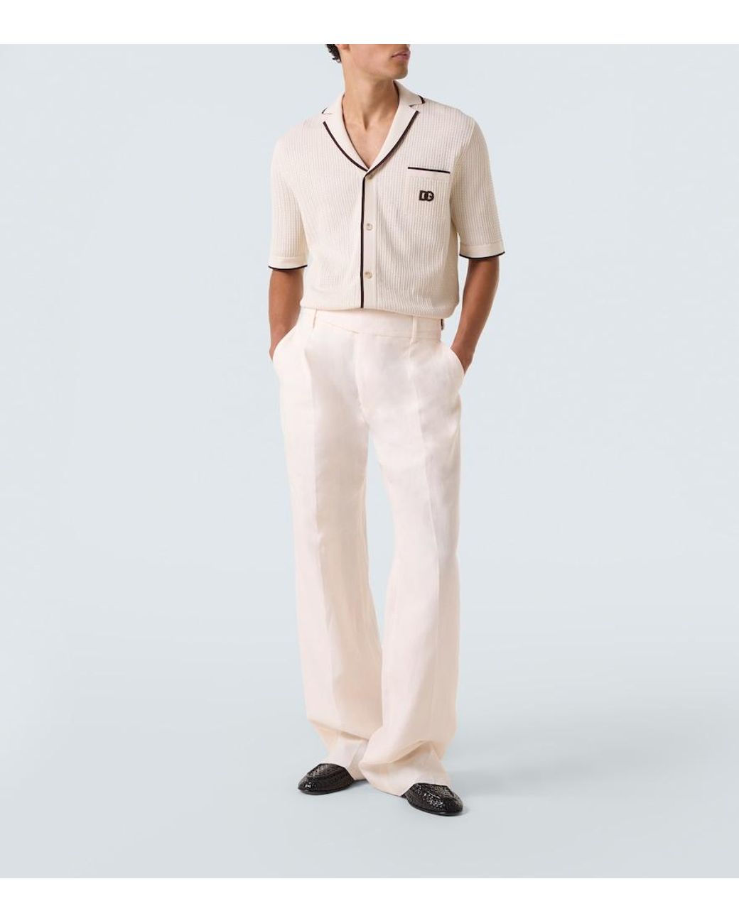 Dolce & Gabbana Natural Dg Knitted Cotton Shirt for men
